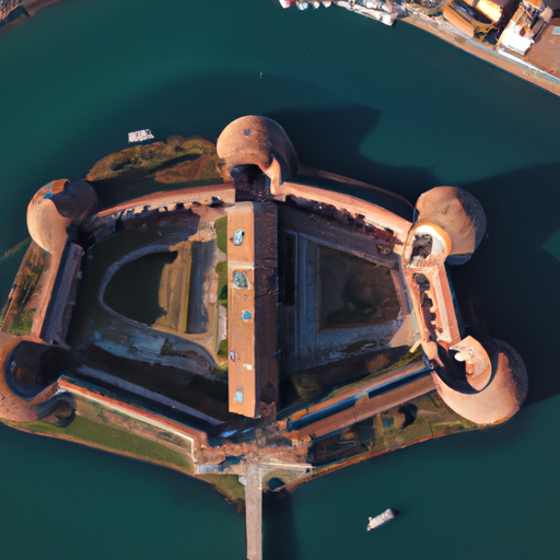 מבט אווירי של Fortezza Nuova מוקף מים