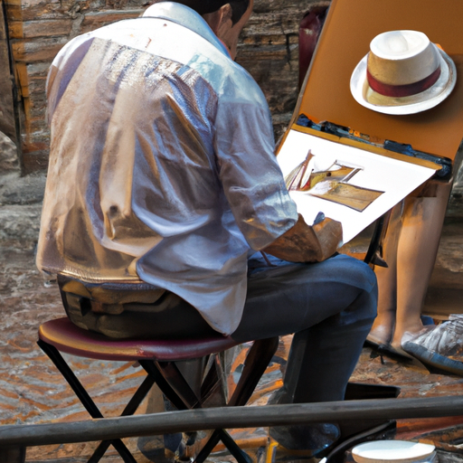 אמן מצייר ברחוב סיינה