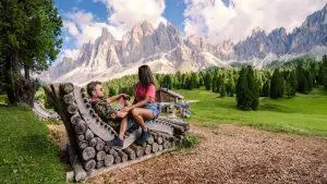Geisleralm Rifugio Odle Dolomites Italy, hiking in the mountains of Val Di Funes in Italian Dolomites Adolf Munkel Trail in Puez Odle Nature Park