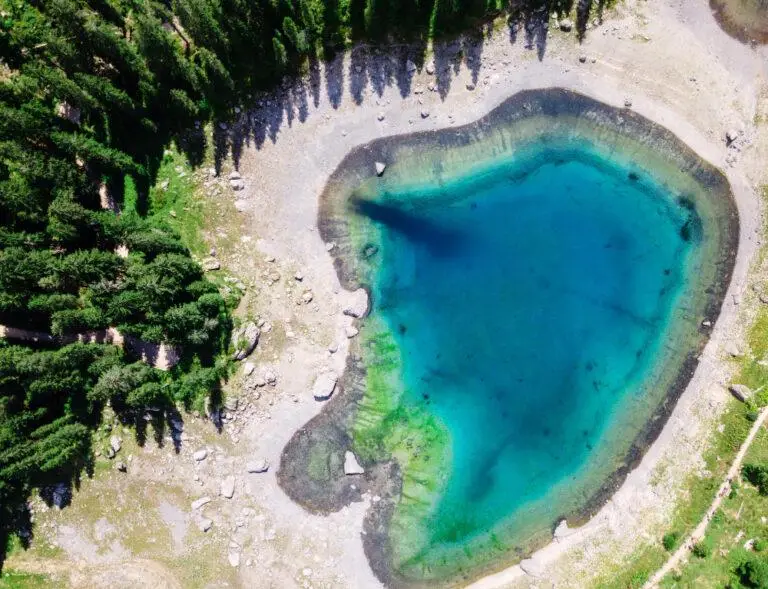Lake of carezza in the dolomite alps in italy