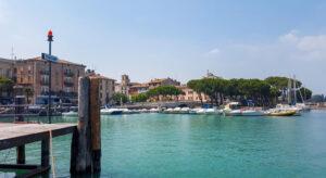 Cityscape of coastal town on lake desenzano del garda