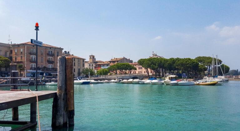 Cityscape of coastal town on lake desenzano del garda